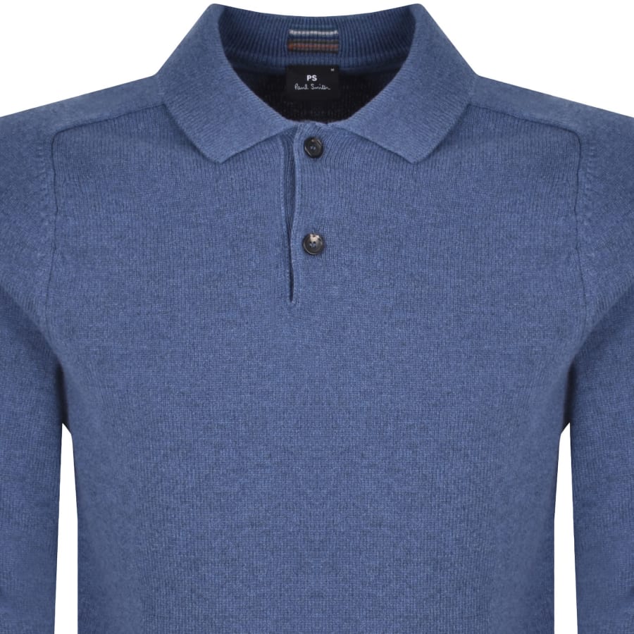 Image number 2 for Paul Smith Long Sleeve Polo Jumper Blue