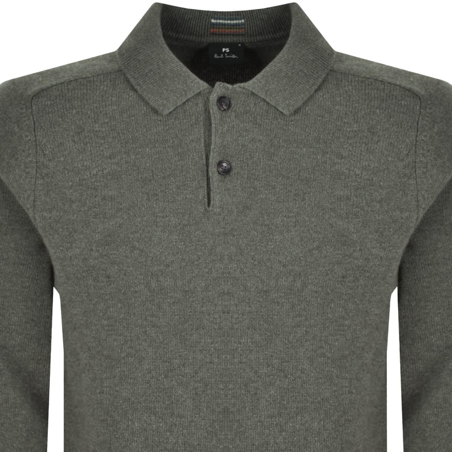 Image number 2 for Paul Smith Long Sleeve Polo Jumper Green