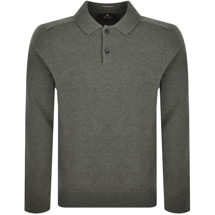 Image number 1 for Paul Smith Long Sleeve Polo Jumper Green