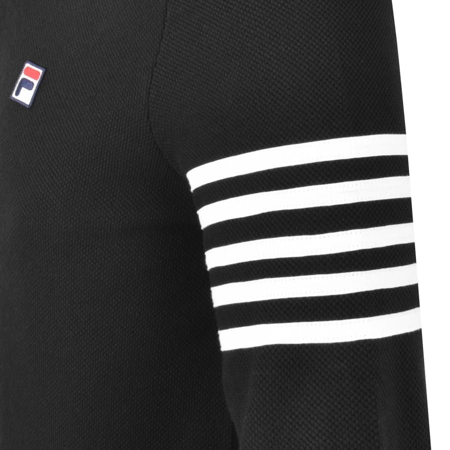 Image number 4 for Fila Quarter Zip Long Sleeve Polo Shirt Black
