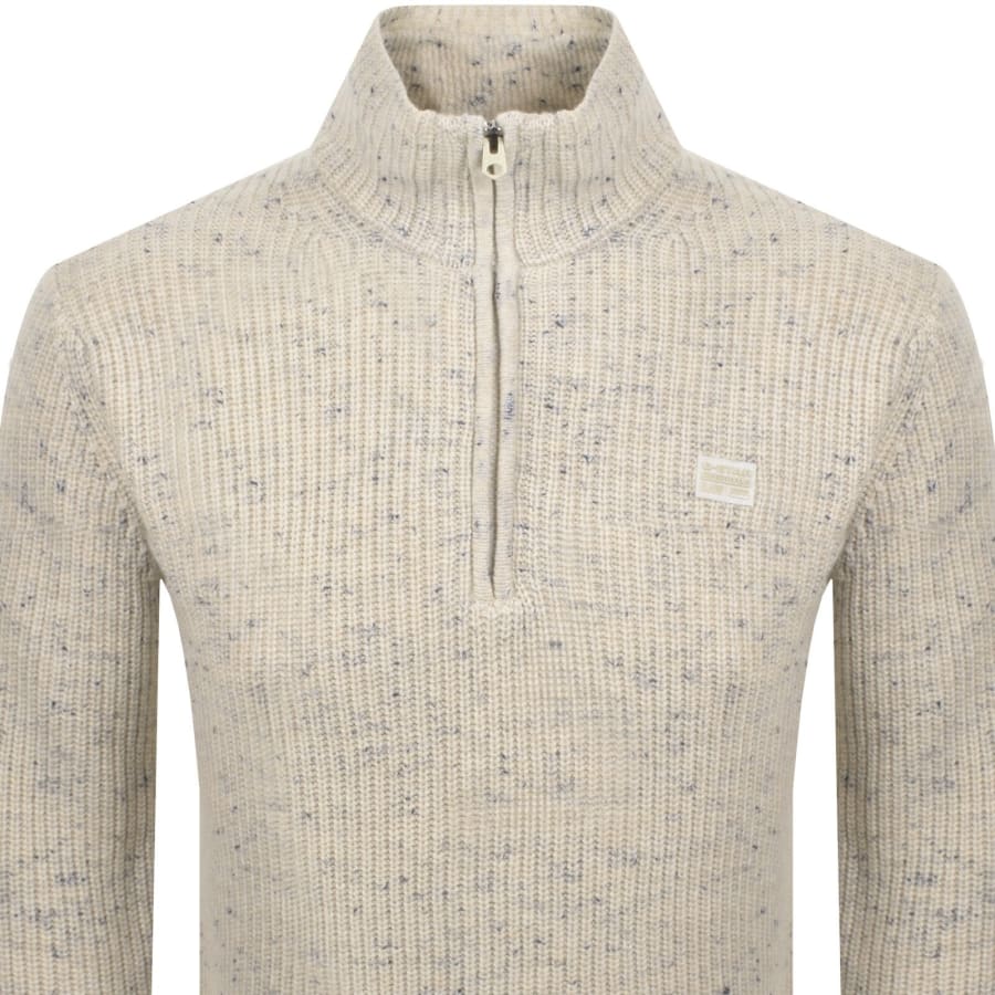 Image number 2 for G-Star Half Zip Knit Jumper Cream
