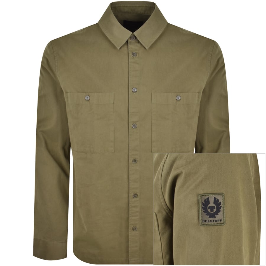 Image number 1 for Belstaff Outpost Long Sleeved Shirt Khaki