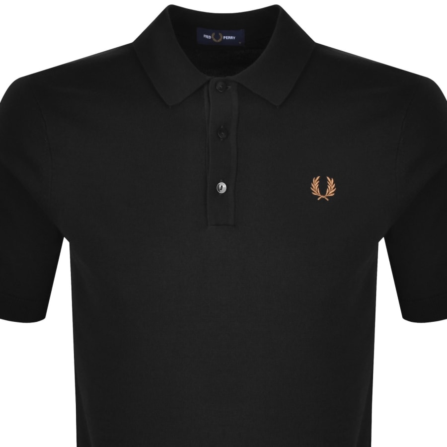 Image number 2 for Fred Perry Knitted Polo Shirt Black
