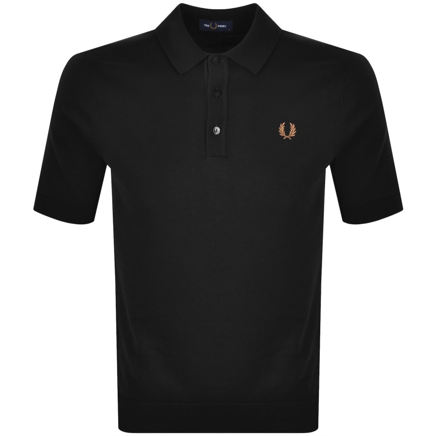 Image number 1 for Fred Perry Knitted Polo Shirt Black