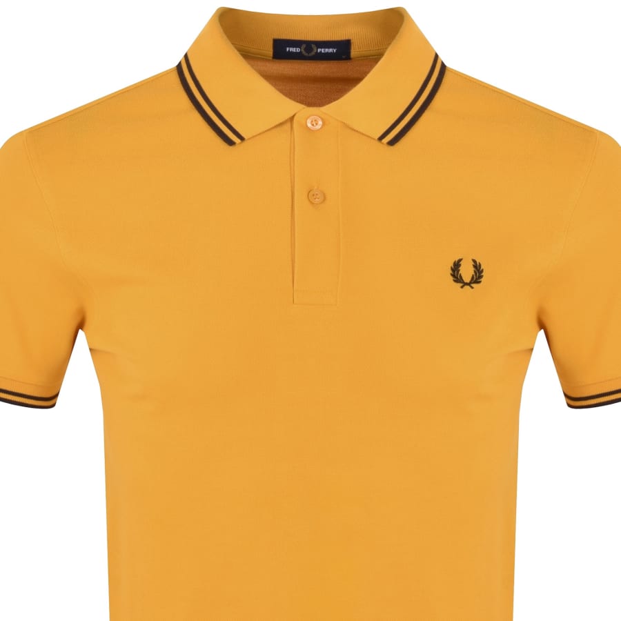 Image number 2 for Fred Perry Twin Tipped Polo T Shirt Yellow