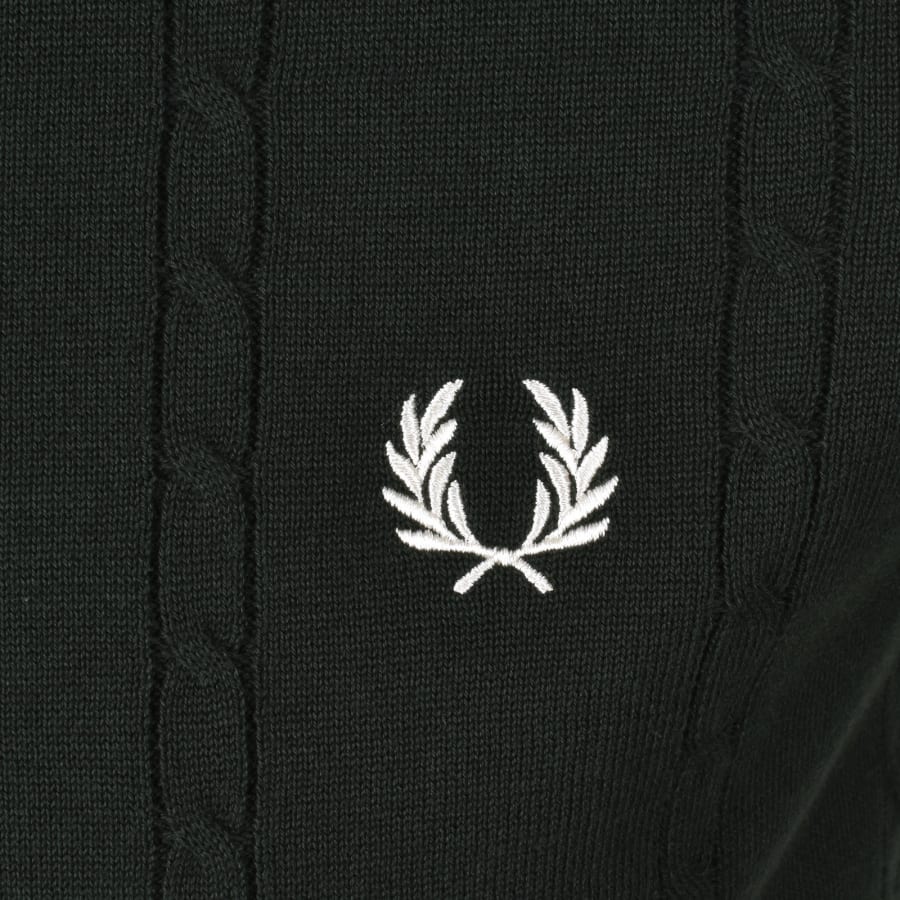 Image number 3 for Fred Perry Cable Knit Polo Shirt Green