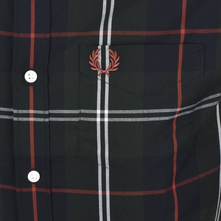 Image number 3 for Fred Perry Poplin Tartan Shirt Night Green