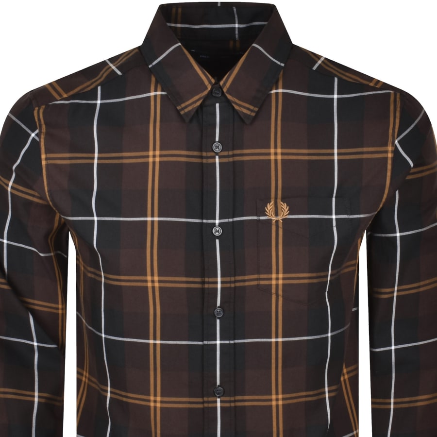 Image number 2 for Fred Perry Twill Tartan Shirt Brown