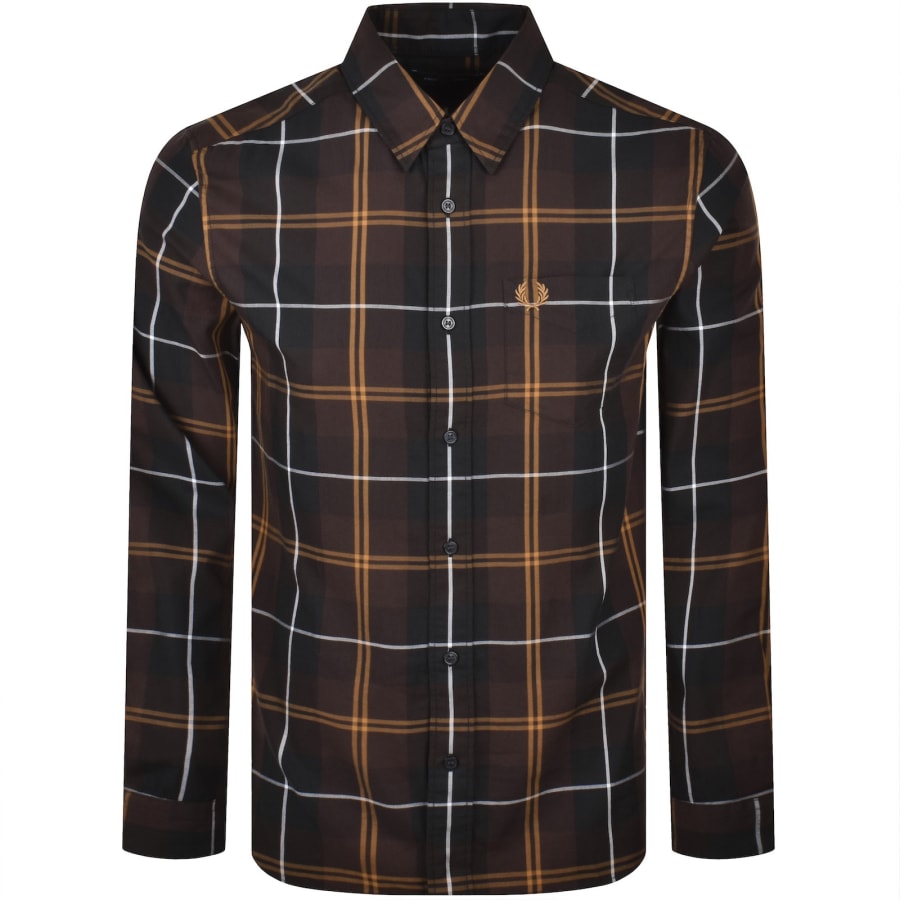 Image number 1 for Fred Perry Twill Tartan Shirt Brown