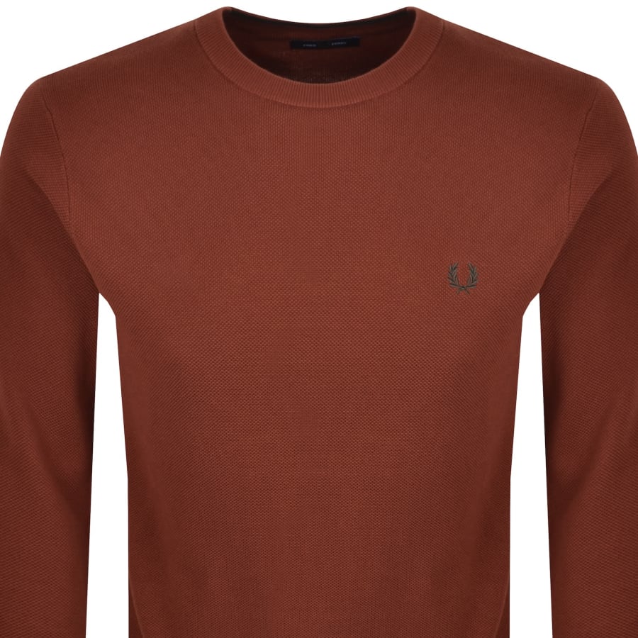 Image number 2 for Fred Perry Pique Stitch Jumper Brown