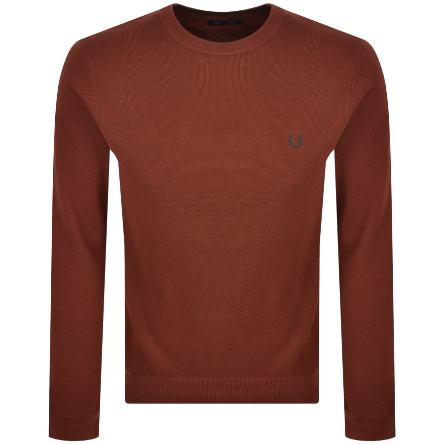 Image number 1 for Fred Perry Pique Stitch Jumper Brown