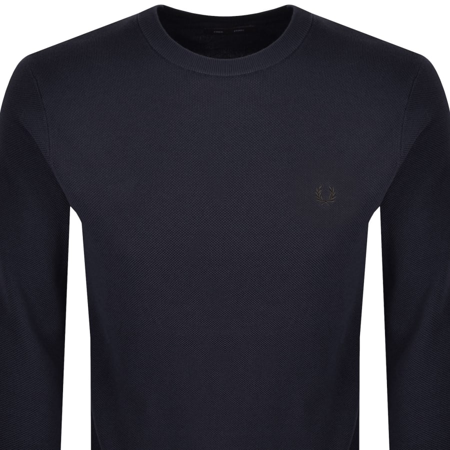 Image number 2 for Fred Perry Pique Stitch Jumper Navy