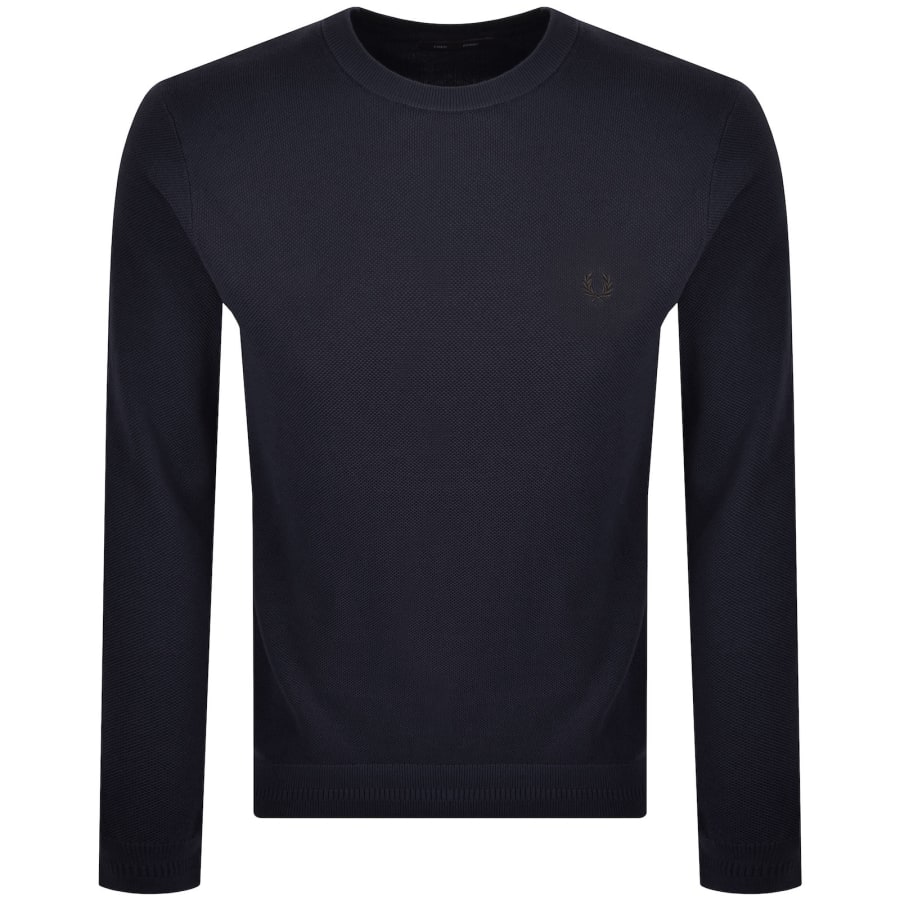 Image number 1 for Fred Perry Pique Stitch Jumper Navy