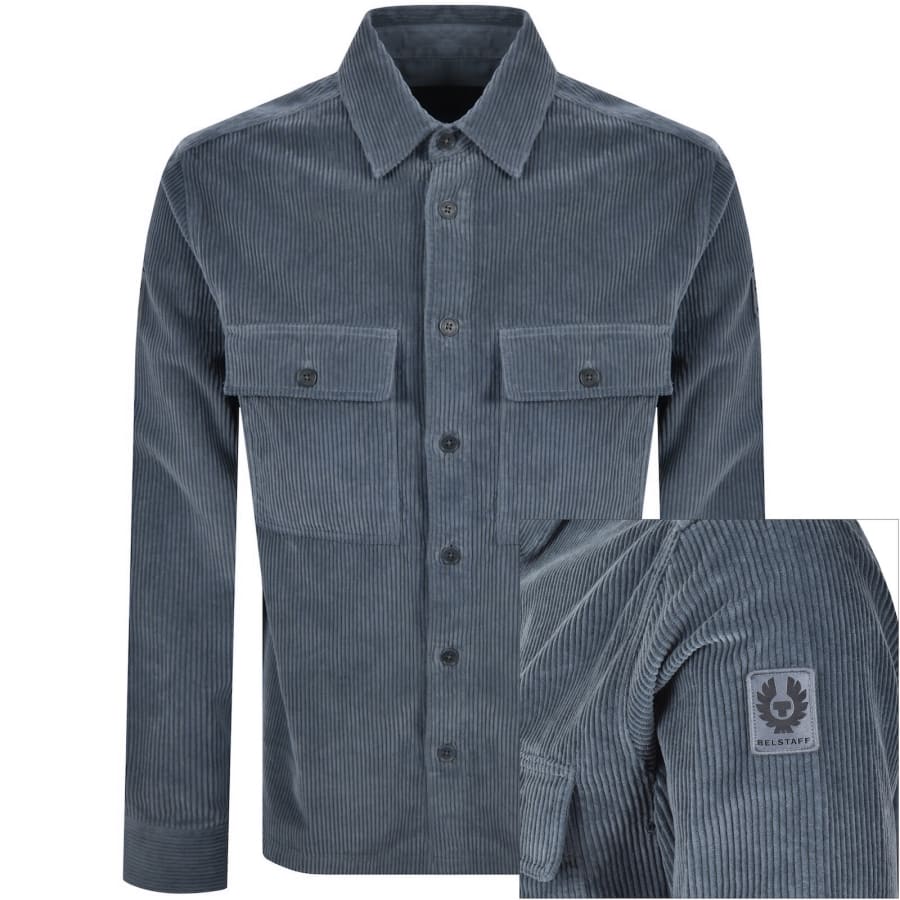 Image number 1 for Belstaff Ravine Corduroy Overshirt Blue