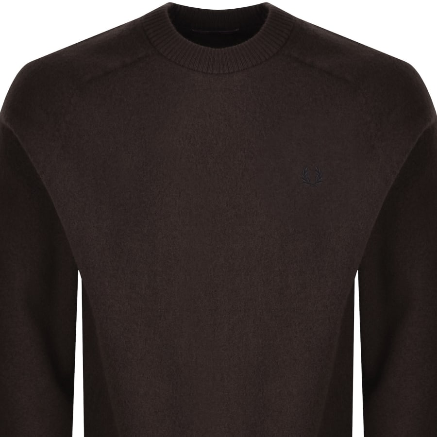 Image number 2 for Fred Perry Saddle Sleeve Jumper Brown