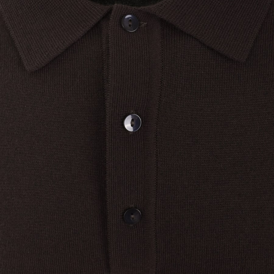 Image number 4 for Fred Perry Long Sleeve Knit Polo Brown