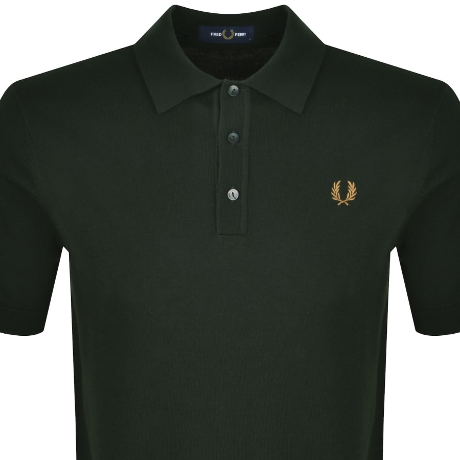 Image number 2 for Fred Perry Knitted Polo Shirt Green