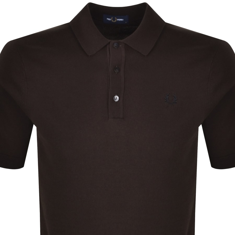 Image number 2 for Fred Perry Knitted Polo Shirt Brown