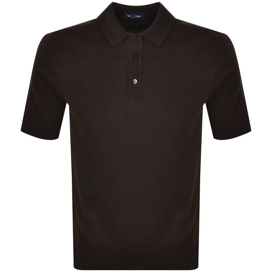 Image number 1 for Fred Perry Knitted Polo Shirt Brown