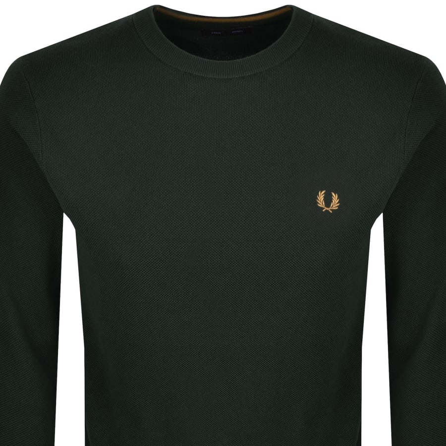 Image number 2 for Fred Perry Pique Stitch Jumper Green