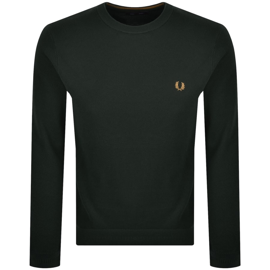 Image number 1 for Fred Perry Pique Stitch Jumper Green