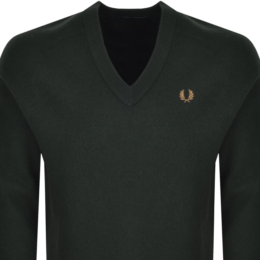 Image number 2 for Fred Perry Saddle Sleeve V Neck Jumper Green