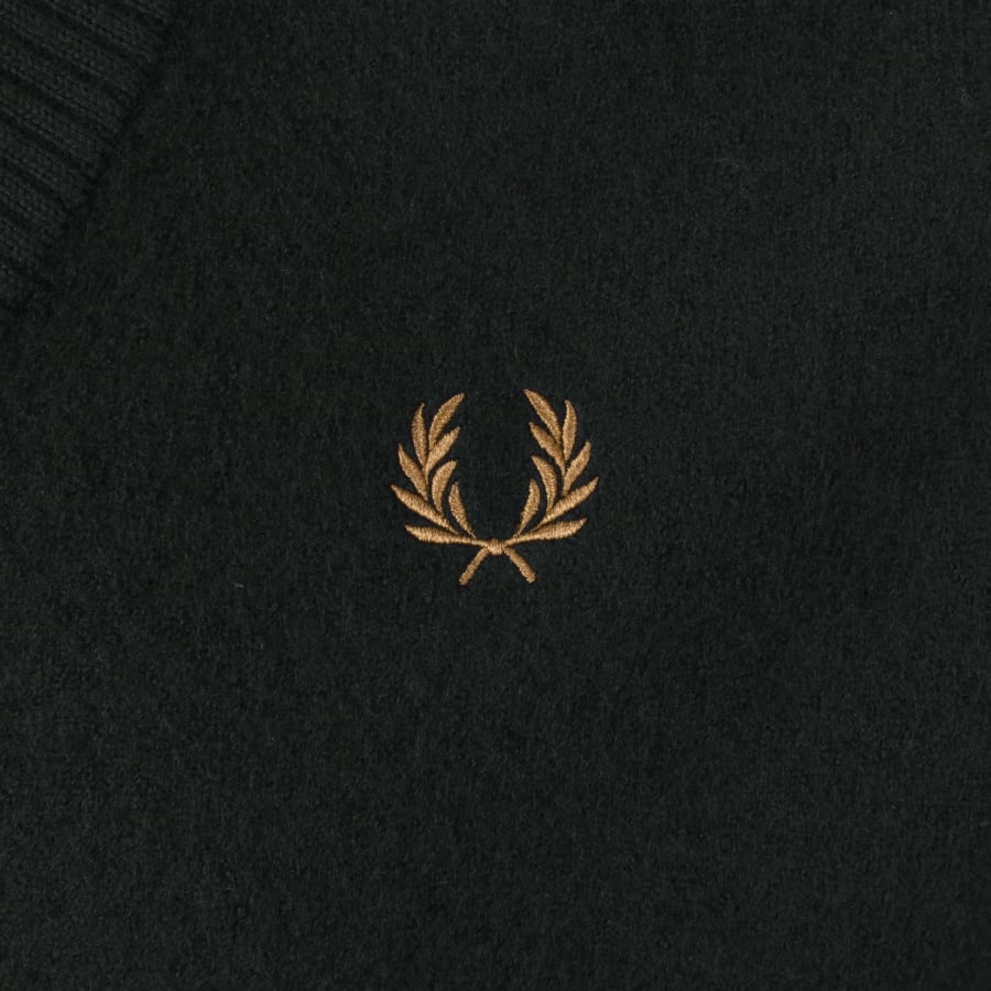 Image number 3 for Fred Perry Saddle Sleeve V Neck Jumper Green