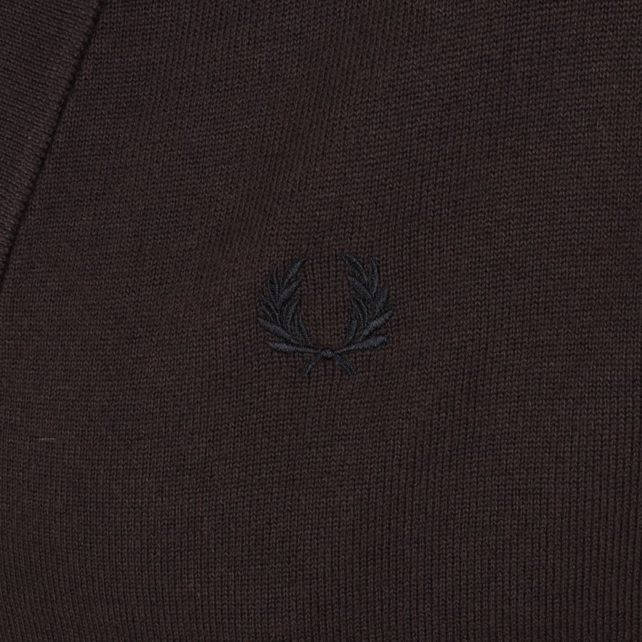 Image number 2 for Fred Perry Classic Knit Cardigan Brown