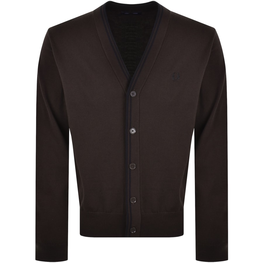 Image number 1 for Fred Perry Classic Knit Cardigan Brown