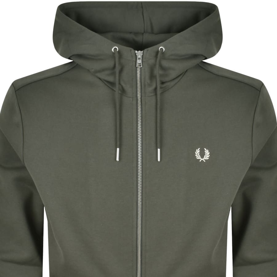 Image number 2 for Fred Perry Full Zip Hoodie Field Green