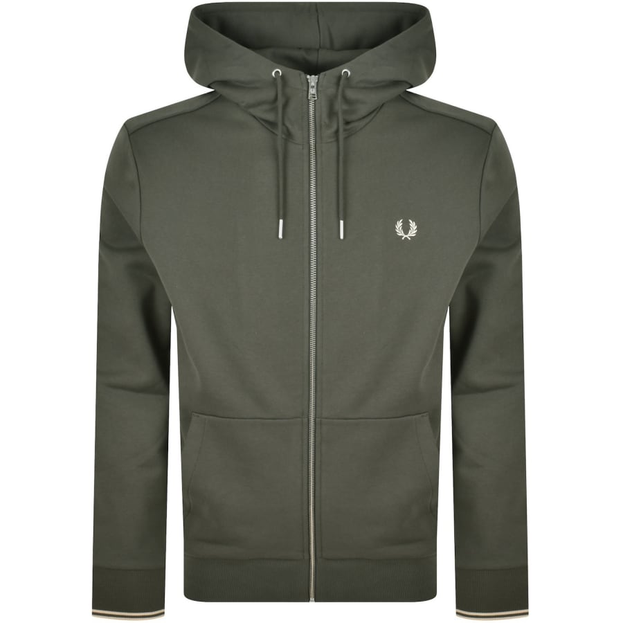 Image number 1 for Fred Perry Full Zip Hoodie Field Green