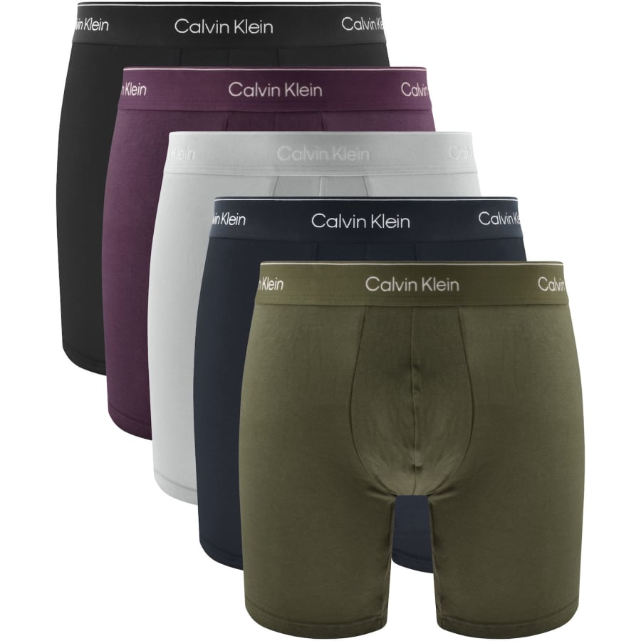 Image number 1 for Calvin Klein Underwear 5 Pack Boxer Briefs Green