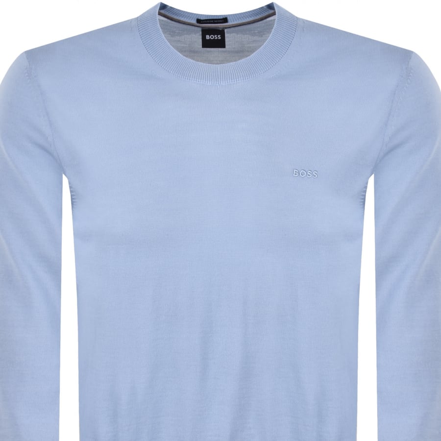 Image number 2 for BOSS Leno Merino Wool Knit Jumper Blue