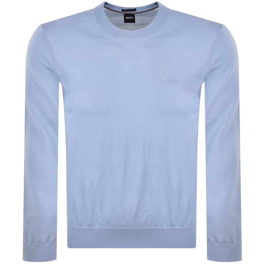 Image number 1 for BOSS Leno Merino Wool Knit Jumper Blue