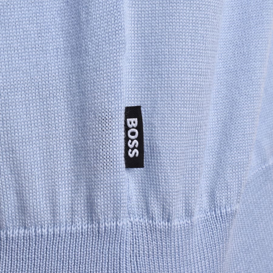 Image number 3 for BOSS Lancione Merino Wool Knit Polo Blue