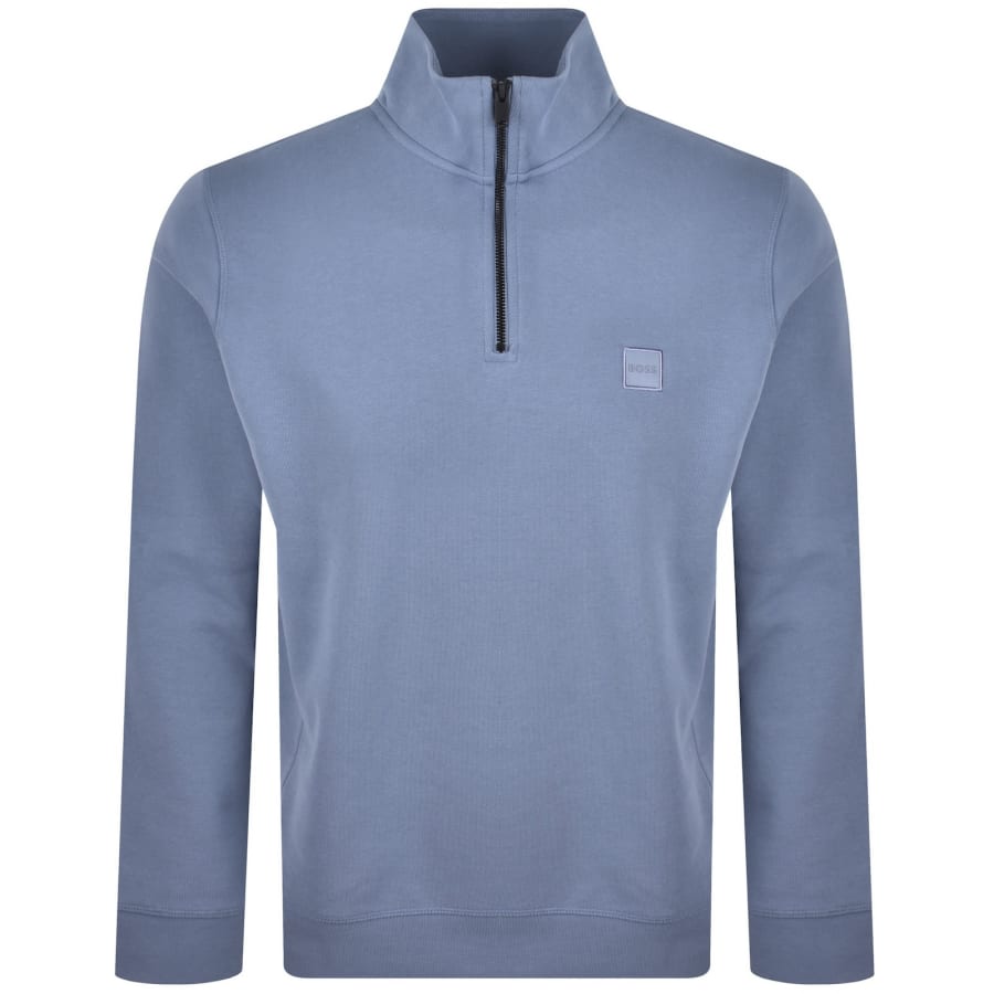 Image number 1 for BOSS Zetrust Quarter Zip Sweatshirt Blue