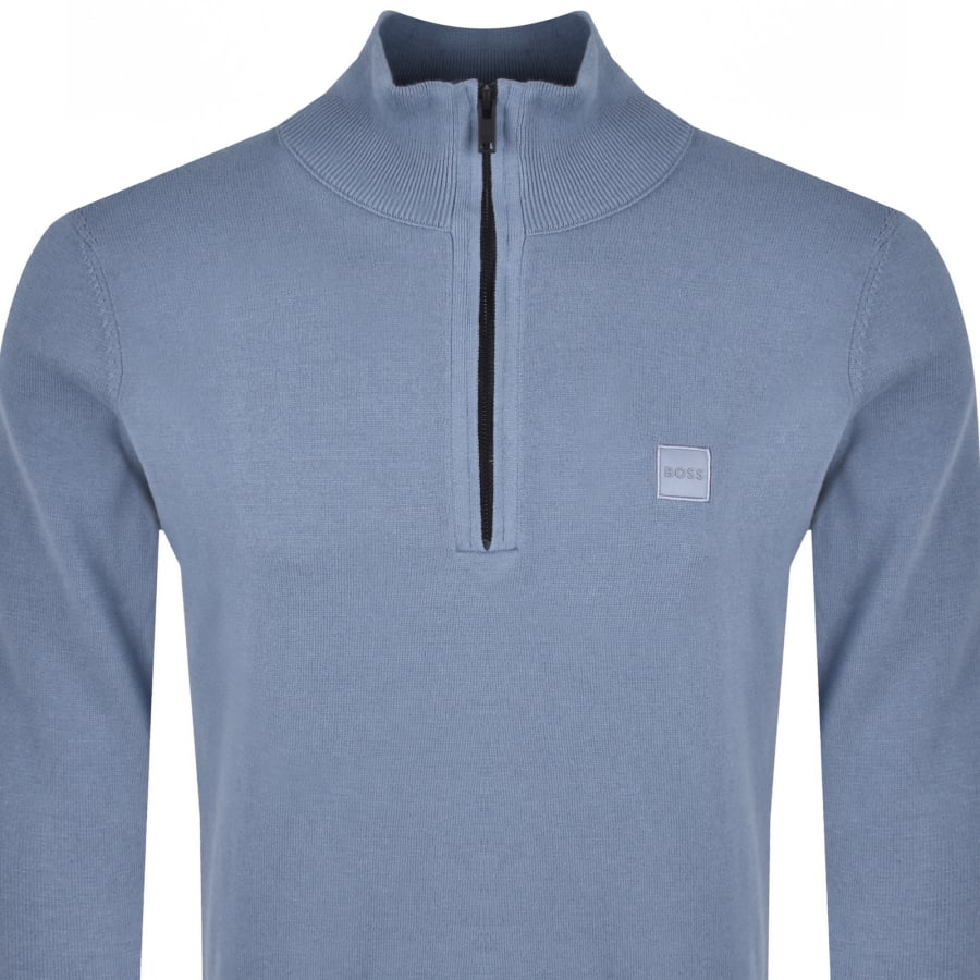 Image number 2 for BOSS Kanobix Half Zip Jumper Blue