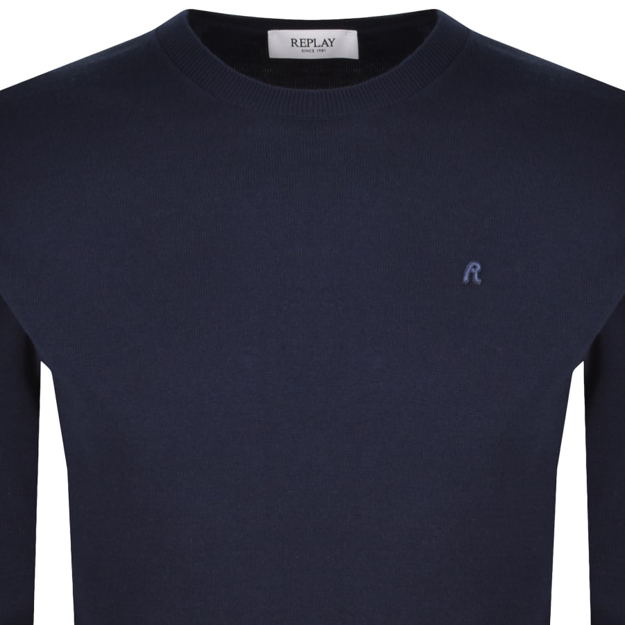 Image number 2 for Replay Crew Neck Knit Jumper Navy