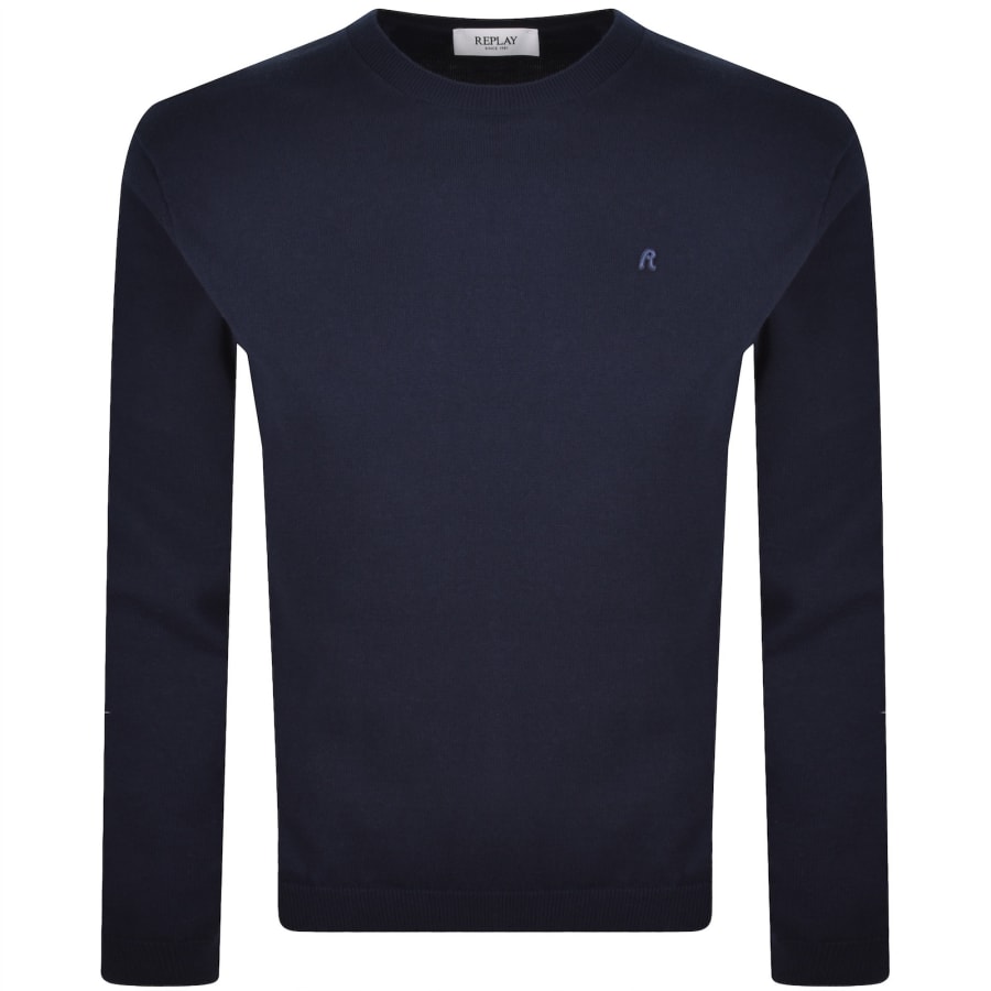 Image number 1 for Replay Crew Neck Knit Jumper Navy