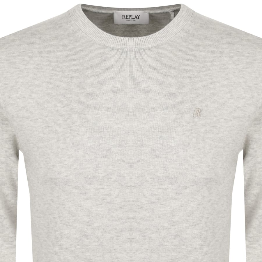Image number 2 for Replay Crew Neck Knit Jumper Grey