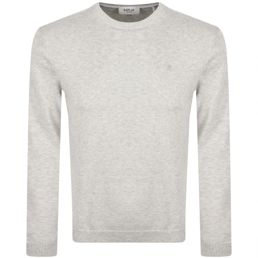 Image number 1 for Replay Crew Neck Knit Jumper Grey