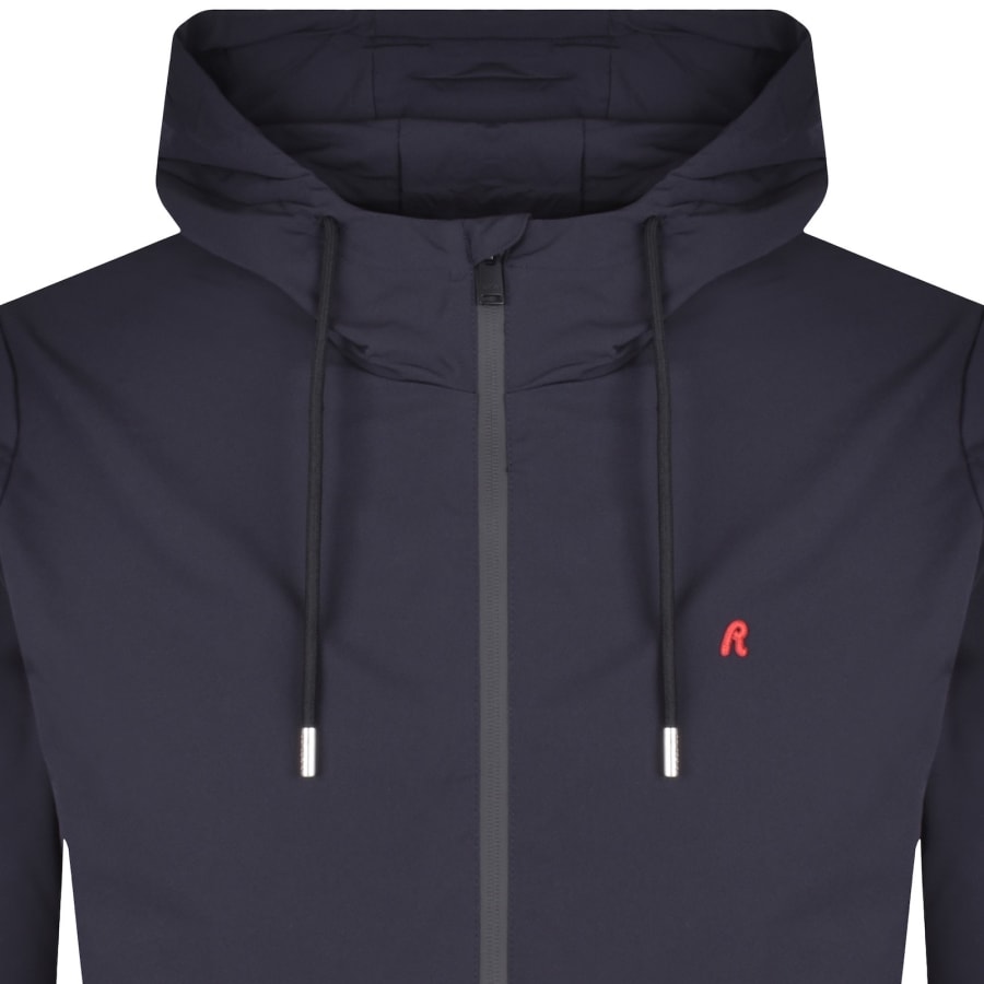 Image number 2 for Replay Hooded Logo Jacket Navy