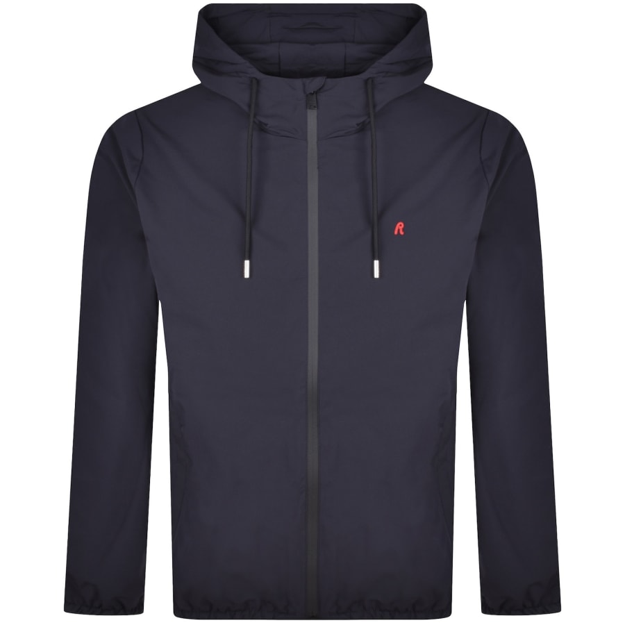 Image number 1 for Replay Hooded Logo Jacket Navy