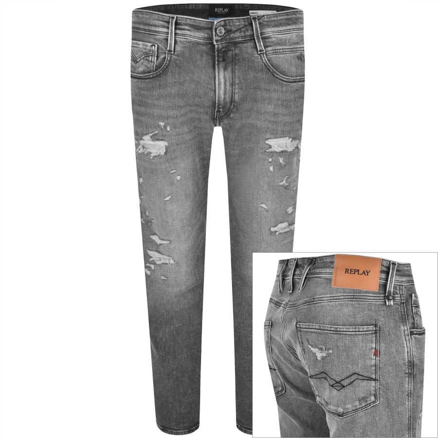 Image number 1 for Replay Anbass Hyperflex Jeans Grey
