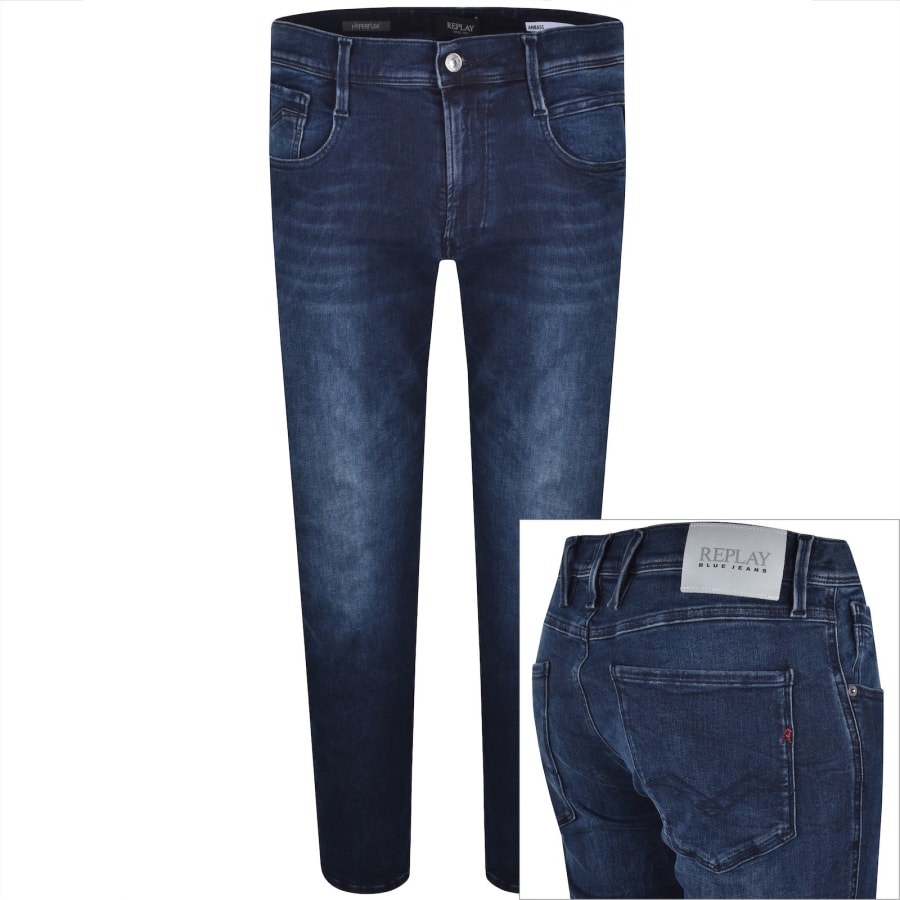 Image number 1 for Replay Anbass Hyperflex Jeans Blue