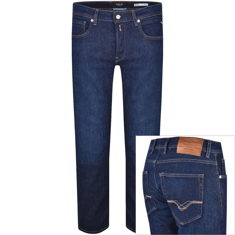 Image number 1 for Replay Grover Straight Fit Jeans Blue