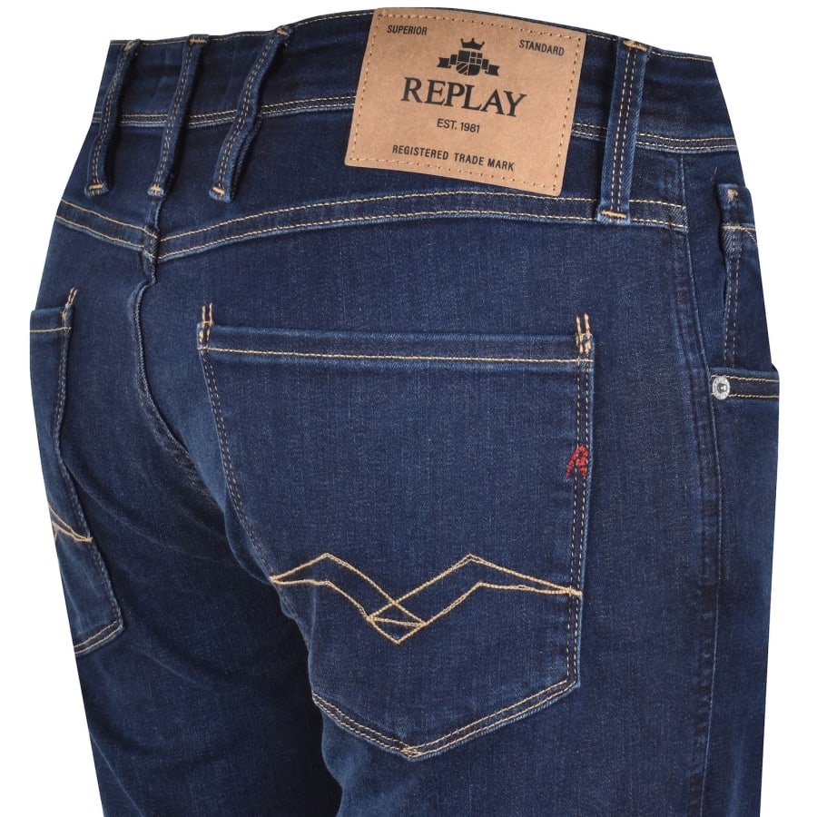 Image number 4 for Replay Anbass Hyperflex Jeans Navy
