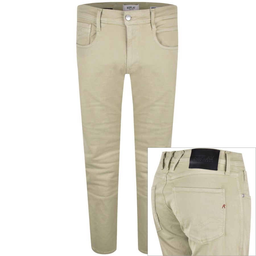 Image number 1 for Replay Anbass Hyperflex Jeans Beige