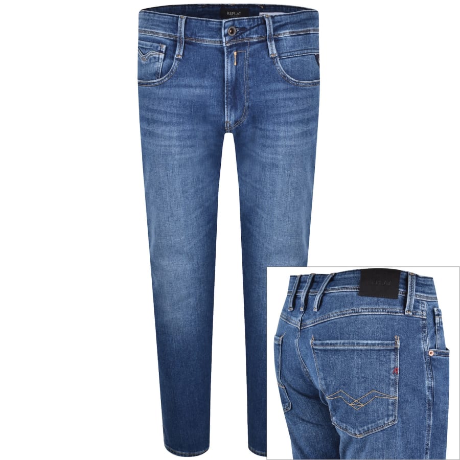 Image number 1 for Replay Anbass Hyperflex Jeans Blue