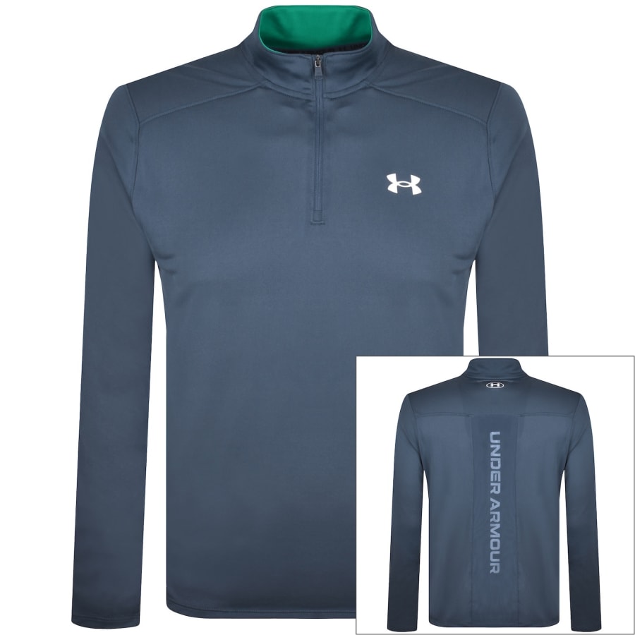 Image number 1 for Under Armour Tech Utility Quarter Zip T Shirt Navy